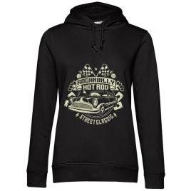 Hoodie dama cu gluga rockabilly hotrod negru