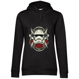 Hoodie dama cu gluga sugar skull trooper negru