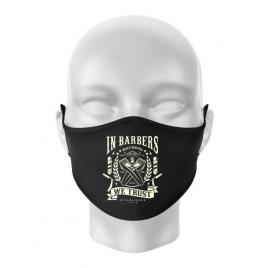 Masca personalizata reutilizabila in barbers we trust negru
