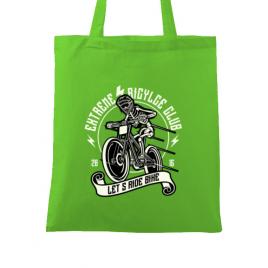 Sacosa din panza lets ride bike verde mar