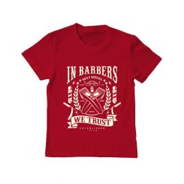 Tricou adler copil in barbers we trust rosu