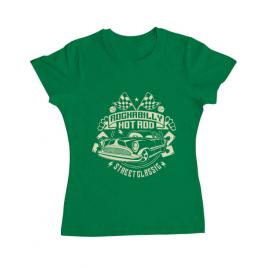 Tricou adler dama rockabilly hotrod verde mediu