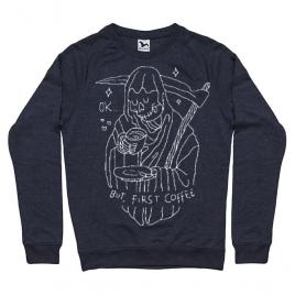Bluza adler barbat ok but first coffee denim inchis