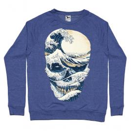 Bluza adler barbat the great wave off skull albastru melanj