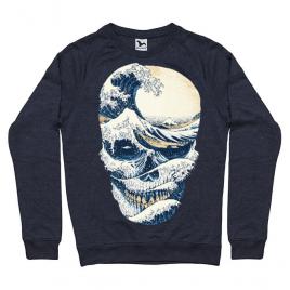 Bluza adler barbat the great wave off skull denim inchis
