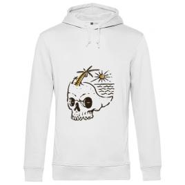 Hoodie barbat cu gluga skull island alb