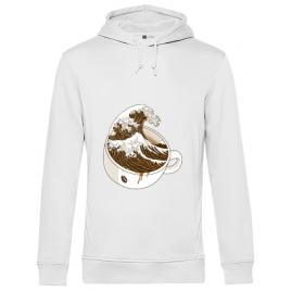 Hoodie barbat cu gluga the great wave off coffee alb
