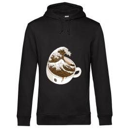 Hoodie barbat cu gluga the great wave off coffee negru