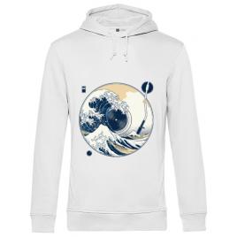 Hoodie barbat cu gluga the great wave off sound alb