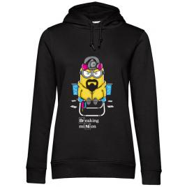 Hoodie dama cu gluga breaking minion negru