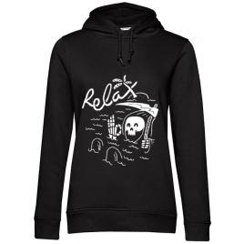 Hoodie dama cu gluga relax negru