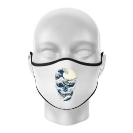 Masca personalizata reutilizabila the great wave off skull alb