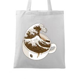 Sacosa din panza the great wave off coffee alb