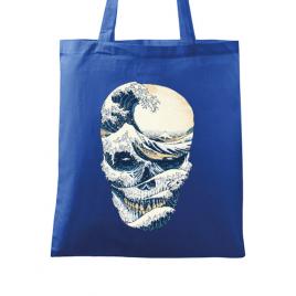 Sacosa din panza the great wave off skull albastru regal