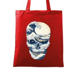 Sacosa din panza the great wave off skull rosu