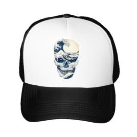 Sapca personalizata the great wave off skull alb