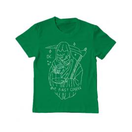 Tricou adler copil ok but first coffee verde mediu