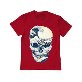 Tricou adler copil the great wave off skull rosu