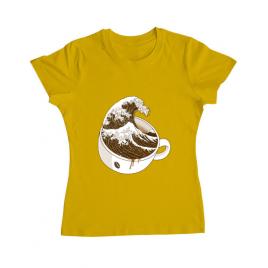 Tricou adler dama the great wave off coffee galben