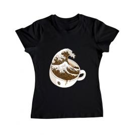 Tricou adler dama the great wave off coffee negru