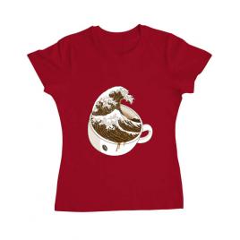 Tricou adler dama the great wave off coffee rosu