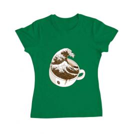 Tricou adler dama the great wave off coffee verde mediu