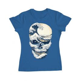 Tricou adler dama the great wave off skull albastru azuriu