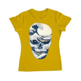 Tricou adler dama the great wave off skull galben