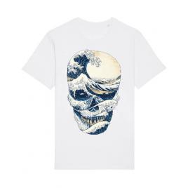 Tricou stanley stella barbat the great wave off skull alb