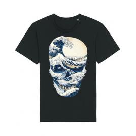 Tricou stanley stella barbat the great wave off skull negru