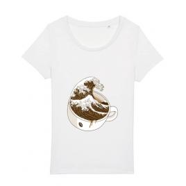 Tricou stanley stella dama the great wave off coffee alb
