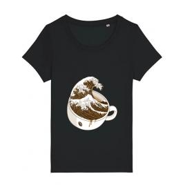 Tricou stanley stella dama the great wave off coffee negru