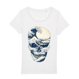 Tricou stanley stella dama the great wave off skull alb