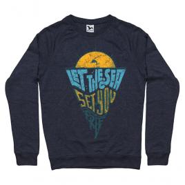 Bluza adler barbat let the sea, set you free denim inchis