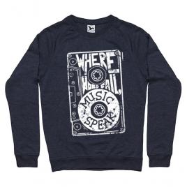 Bluza adler barbat where words fail, music speaks denim inchis