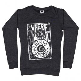 Bluza adler dama where words fail, music speaks negru melanj