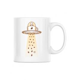 Cana personalizata alien coffee invasion alb