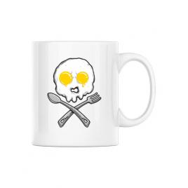 Cana personalizata eggskull alb