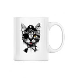 Cana personalizata piratecat alb