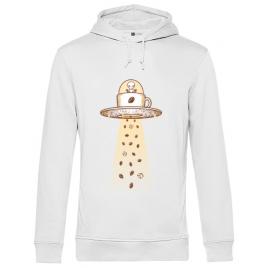 Hoodie barbat cu gluga alien coffee invasion alb
