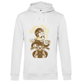 Hoodie barbat cu gluga coffee racer alb