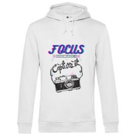 Hoodie barbat cu gluga focus and than capture it alb