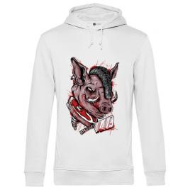 Hoodie barbat cu gluga pig saw alb