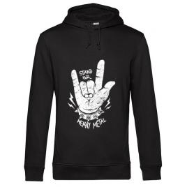 Hoodie barbat cu gluga stand for heavy metal negru