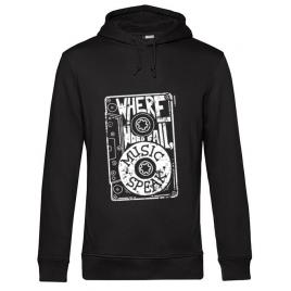 Hoodie barbat cu gluga where words fail, music speaks negru
