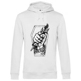 Hoodie barbat cu gluga work or die alb