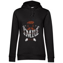 Hoodie dama cu gluga keep smile everyday negru