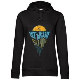 Hoodie dama cu gluga let the sea, set you free negru