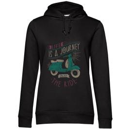 Hoodie dama cu gluga life is a journey enjoy the ride negru