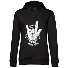 Hoodie dama cu gluga stand for heavy metal negru